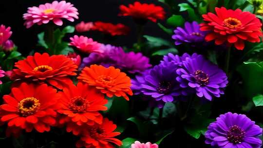 多彩鲜花微距特写