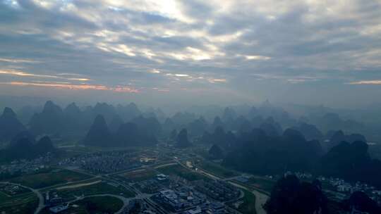 桂林山水阳朔风光中国航拍