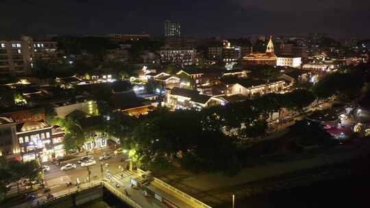 福州闽江两岸烟台山中洲岛江心公园CBD夜景