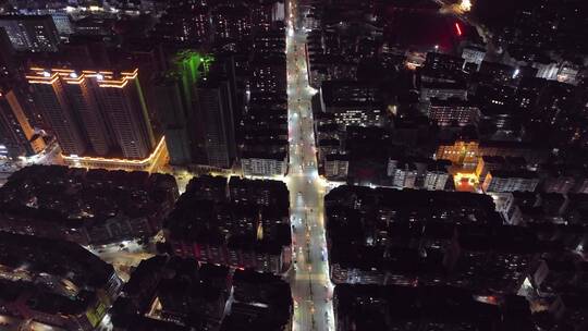 航拍南雄城市夜景