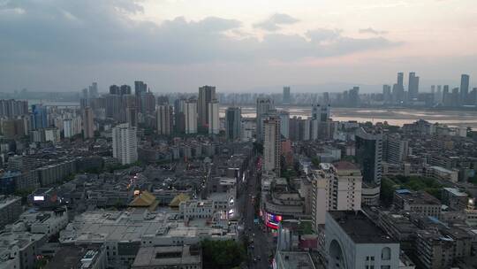 江西南昌城市日落晚霞夕阳航拍