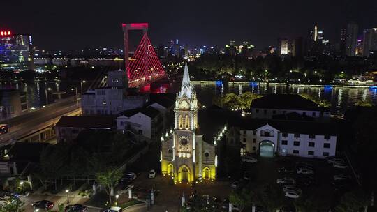 宁波三江口江北天主教堂夜景