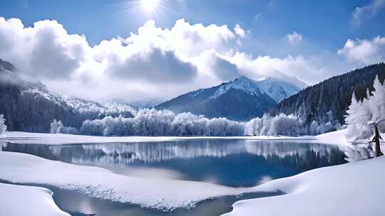 雪山 大山 高山 云海 湖泊