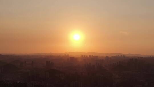 航拍城市日落晚霞夕阳贵阳日落