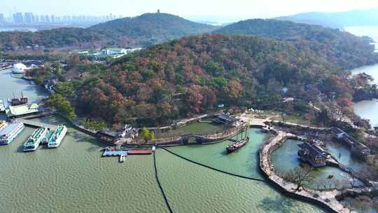 航拍无锡太湖鼋头渚风景区