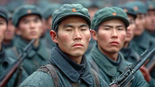 中国士兵目光坚毅保家卫国