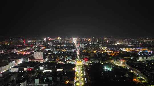 甘肃张掖城市大景夜景灯光交通航拍