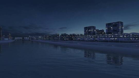 科技感城市夜景三维航拍镜头