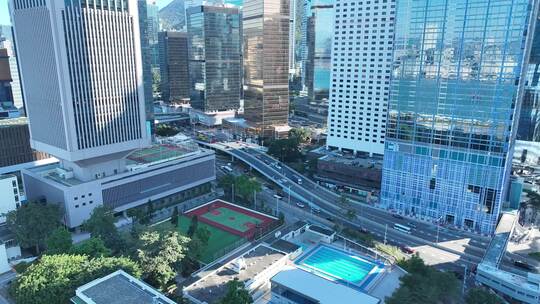 香港街道交通车流航拍夏悫道路马路车辆行驶