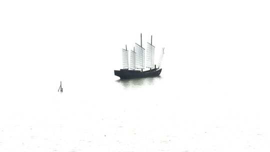 草船借箭中国风古代帆船