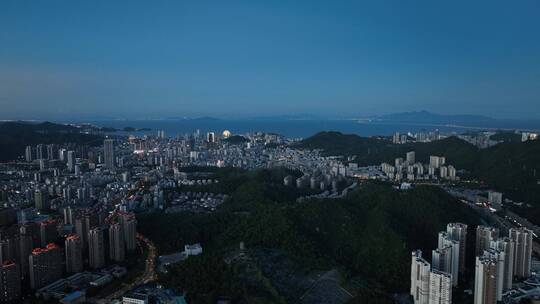 大范围航拍珠海市区地标建筑