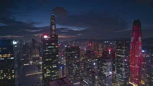 粤港澳大湾区城市繁华夜景深圳CBD城市核心