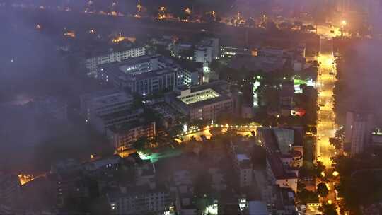 海南风光 云海 云雾缭绕 城市夜景俯拍