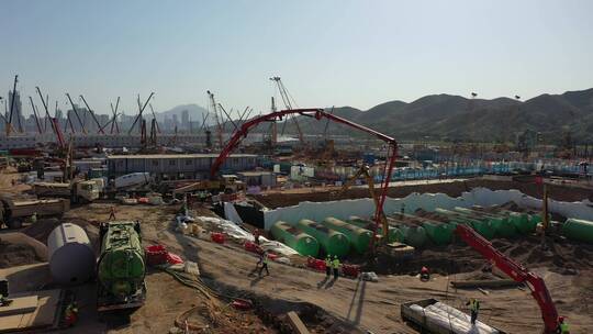航拍香港河套地区落马洲建设方舱