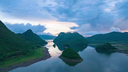 海南东方市东方小桂林傍晚航拍美景