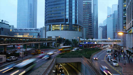 香港夜景车流延时拍摄