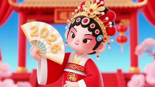 2026新年马年国风动画背景LED背景