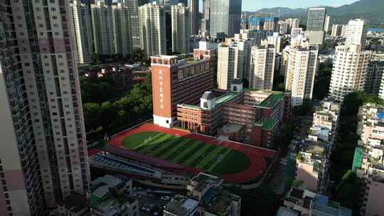 深圳罗湖区深圳东湖中学高空航拍镜头4K