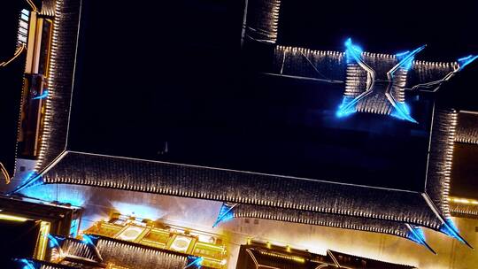 上海豫园俯拍夜景视频素材模板下载