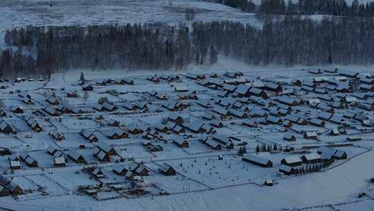 新疆北疆阿勒泰喀纳斯冬季雪景童话世界航拍