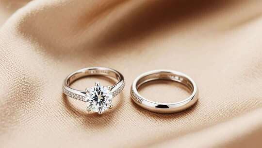金银戒指微距特写素材