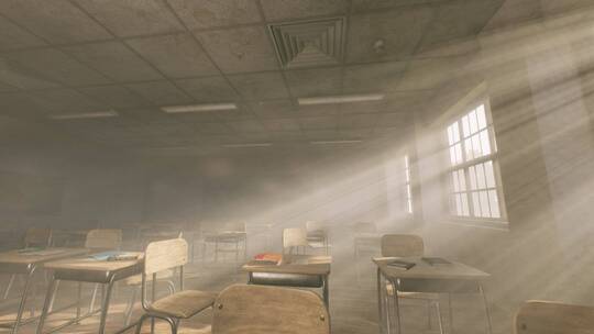 上世纪老教室阳光照进窗户毕业季