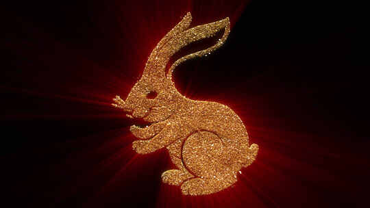 金色闪光颗粒兔子中国十二生肖在阿尔法视频素材模板下载