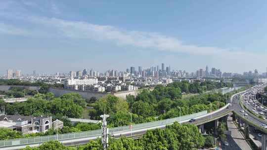 南京秦淮区双桥门立交车流南京市中心大景