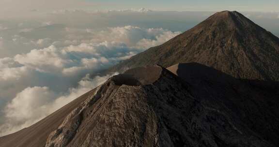 火山，危地马拉，峰，烟