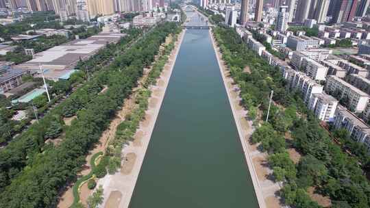 河南平顶山湛河风光带航拍