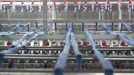 工厂工业车间纱线生产 纺织生产设备 布匹