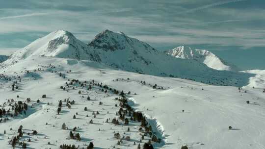 景观，山腰，高山，雪