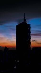 广州城市建筑剪影夕阳晚霞竖屏延时摄影