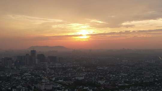 江苏苏州城市日落晚霞夕阳航拍