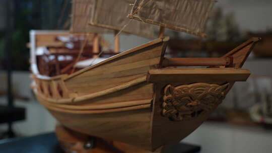 古船模型精美工艺品展示4K