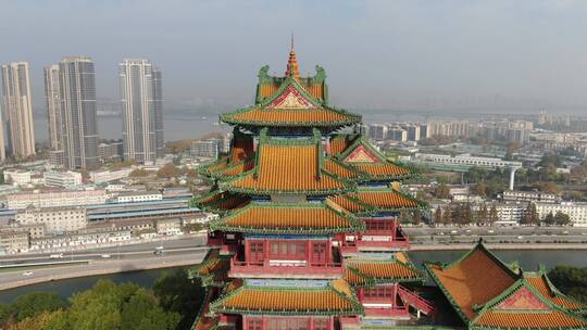 江苏南京阅江楼古建筑航拍