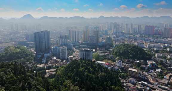 贵州安顺平坝城市风光航拍