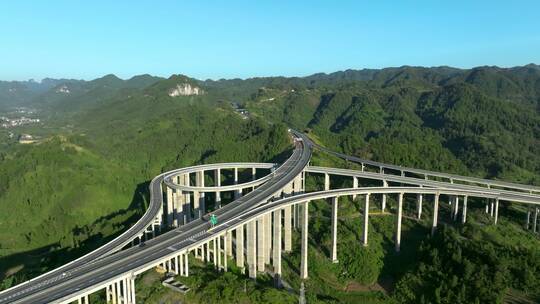 4K航拍湘西吉首高速 石家寨大桥