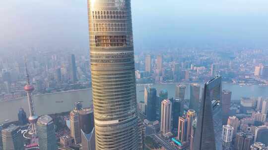 上海浦东新区航拍陆家嘴上海环球金融中心东