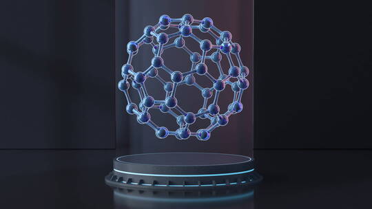 旋转的化学分子 3D渲染
