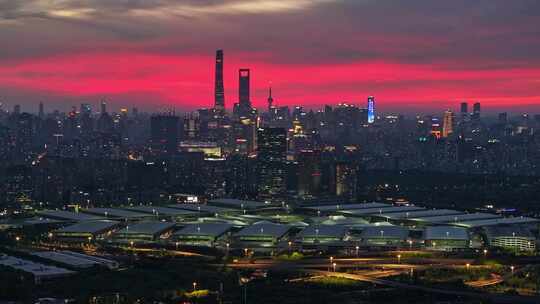 上海晚霞 陆家嘴夜景 国际博览中心 晚霞