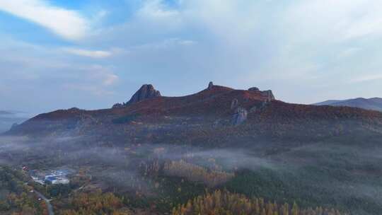 航拍晚秋呼伦贝尔喇嘛山黎明