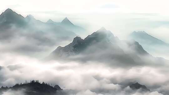 水墨山水中国风意境山水风景