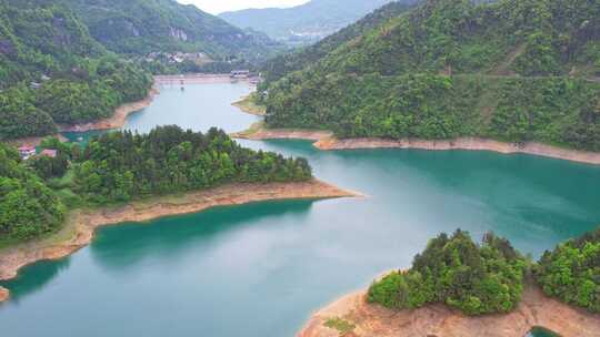 水库湖泊农田水利湖北恩施车坝河水库航拍