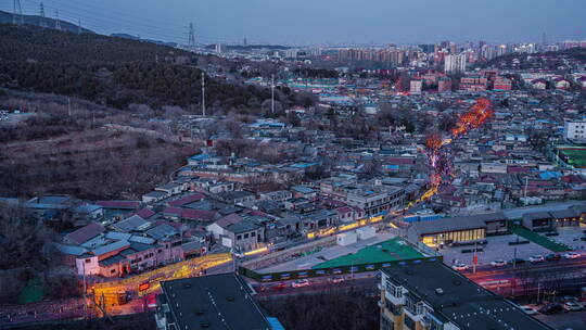 北京石景山模式口驼铃古道夜景灯光延时8k