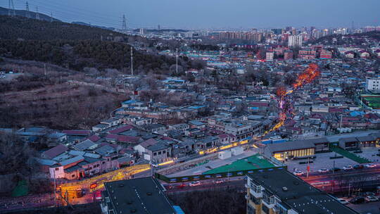 北京石景山模式口驼铃古道夜景灯光延时8k视频素材模板下载