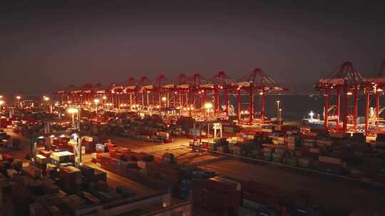 广州最大港口南沙港货运码头航拍高清4K视频视频素材模板下载