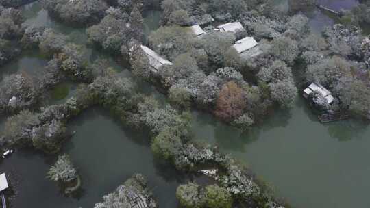 杭州西溪湿地雪景航拍