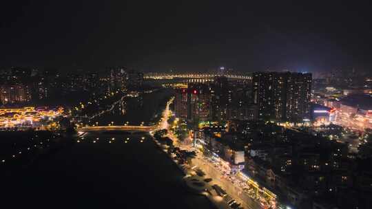 航拍四川眉山城市夜景