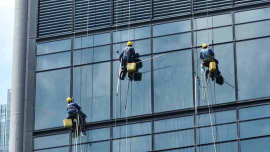 城市楼宇清洁高空作业蜘蛛人